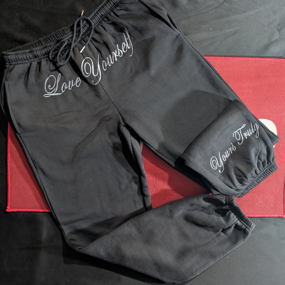 Yours‎ Truly Love Yourself Black Joggers.  Men's M. Authentic In New Packaging